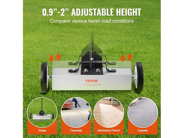 45Lbs Rolling Magnetic Sweeper with Wheels