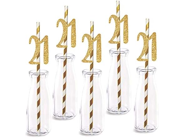MAGJUCHE 21st Birthday Paper Straw Decor