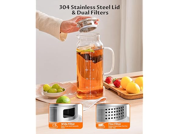 VA1KENE 68oz Borosilicate Glass Pitcher
