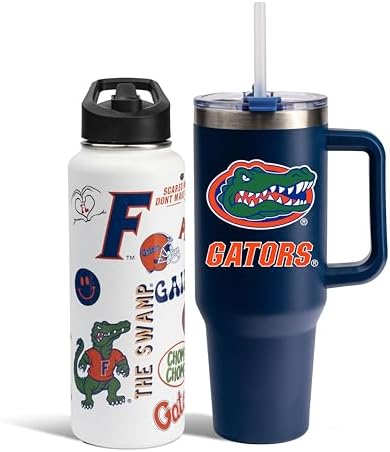 Memory Company NCAA Water Bottle and Tumbler with Straw Set