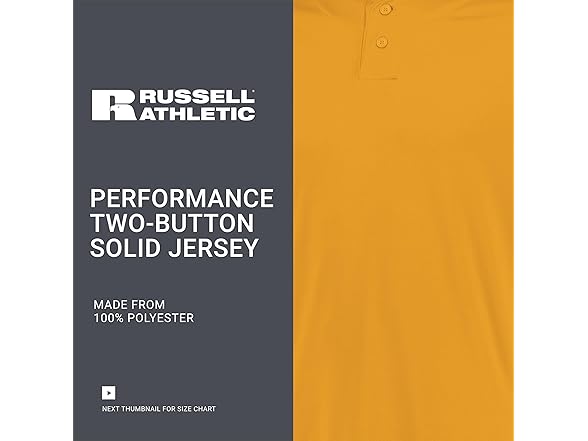 Russell Athletic Men's Solid Button Jersey (S)