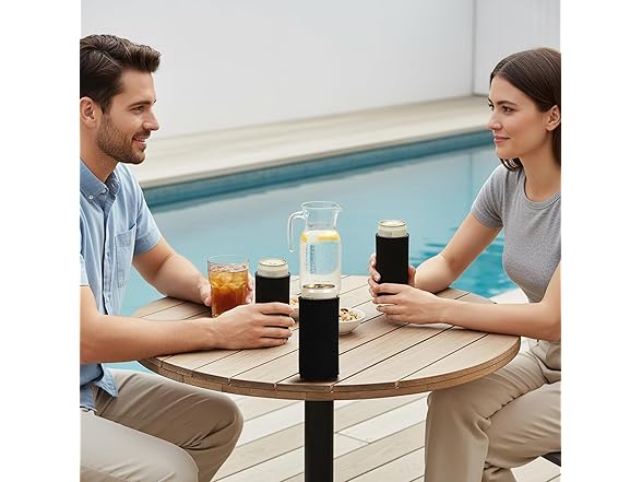 Black Foam Slim Can Coolers 12pc