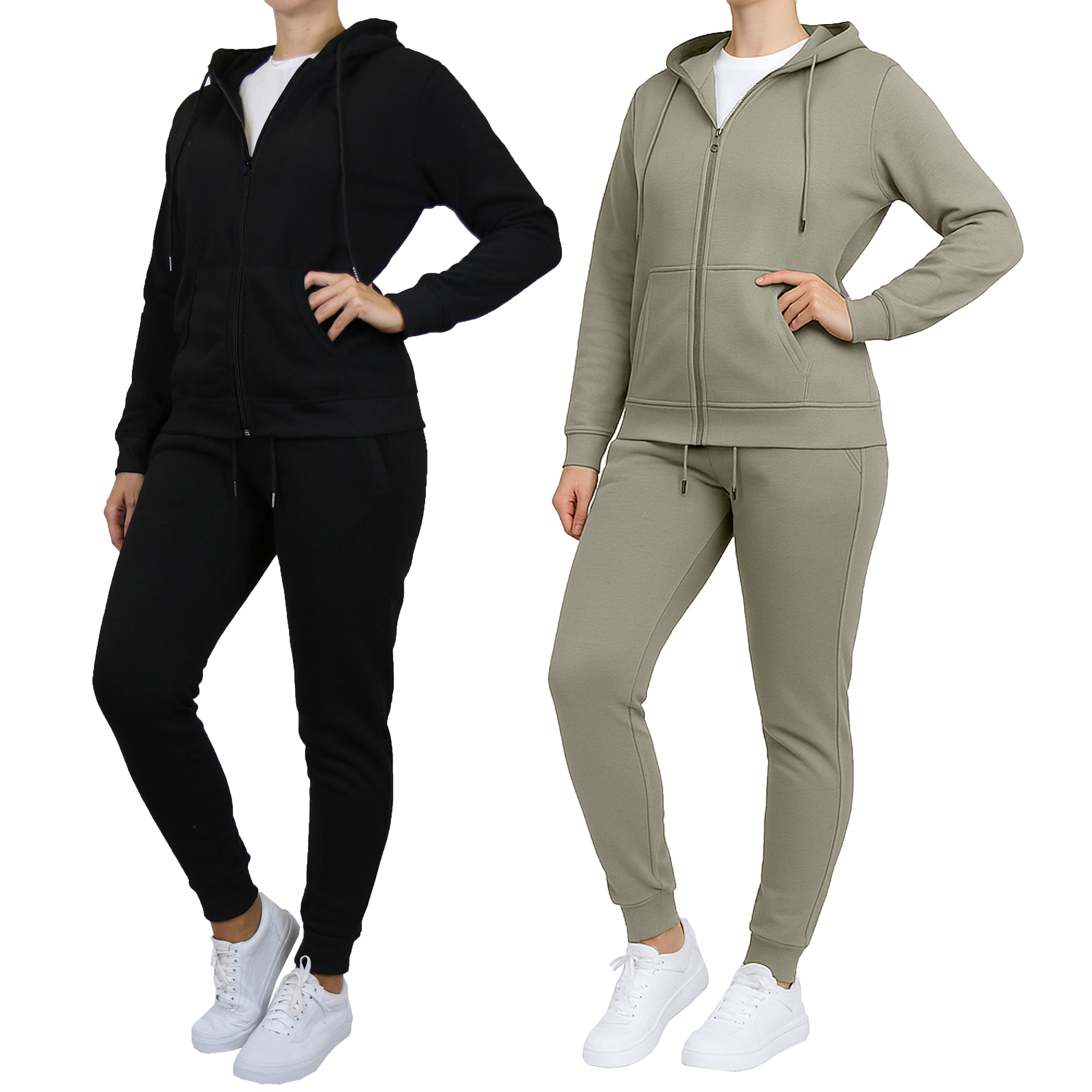 Womens Fleece-Lined Zip Hoodie & Jogger Set - Gallery 33