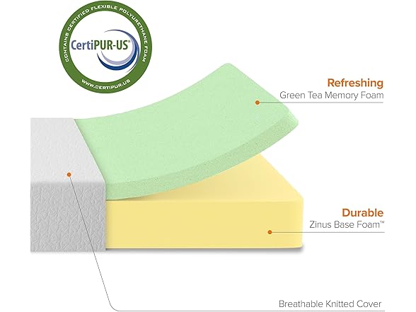 ZINUS 8" Green Tea ActivFresh(R) Memory Foam Full Mattress
