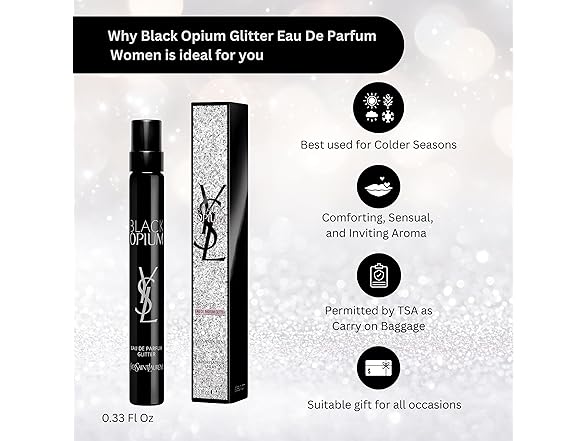 Yves Saint Laurent YSL Black Opium Glitter Eau De Parfum for Women, 10-mL