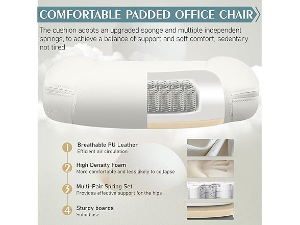 Leather Office Chair, PU Home Computer Desk Chairs with Ergo (Open Box)