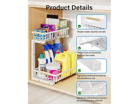 Under Sink Organizer Storage White,1 Pack