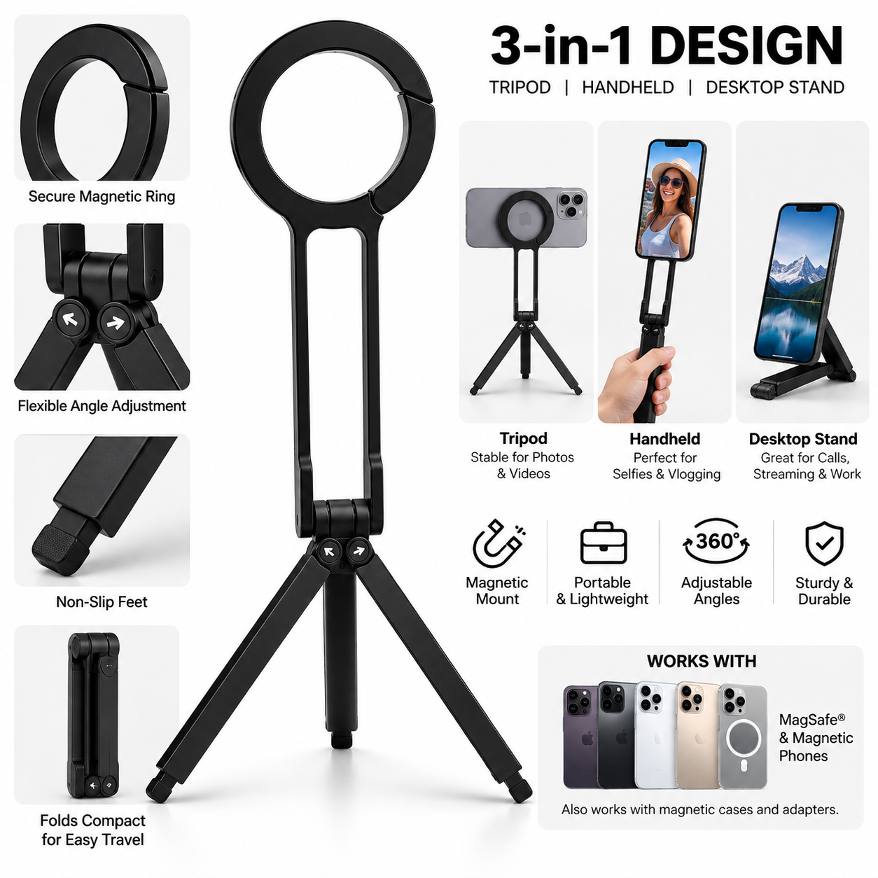 MagSafe Selfie Stick Tripod Stand - Gallery 2
