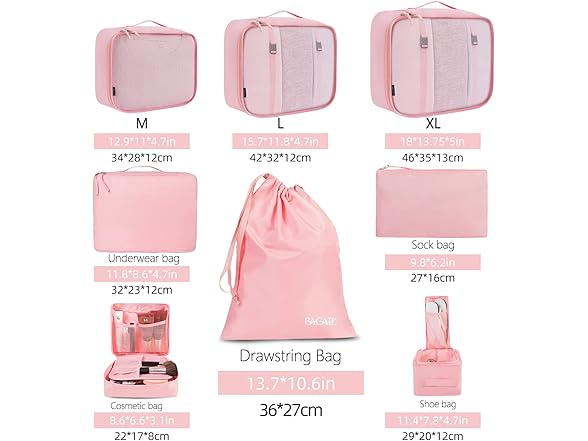 8 Pc Packing Cubes Luggage Organizers
