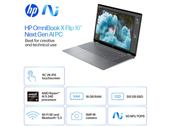 HP OmniBook X Flip 2-in-1 Copilot+ 16" Laptop