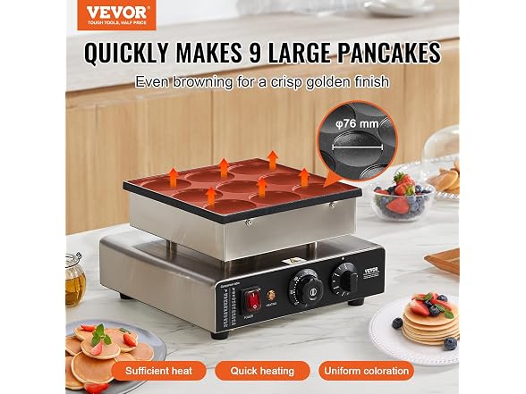 VEVOR Dutch Pancake Maker, 9PCS 76mm