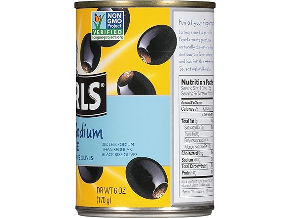 Pearls Reduced-Sodium Ripe Black Pitted Olives