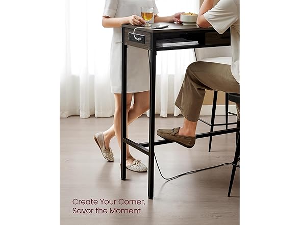 VASAGLE Bar Table with Power Outlets