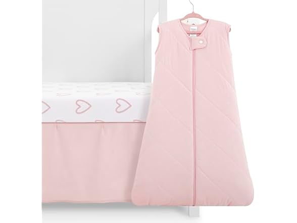 Evolur Baby Pink Heart Crib Bedding Set