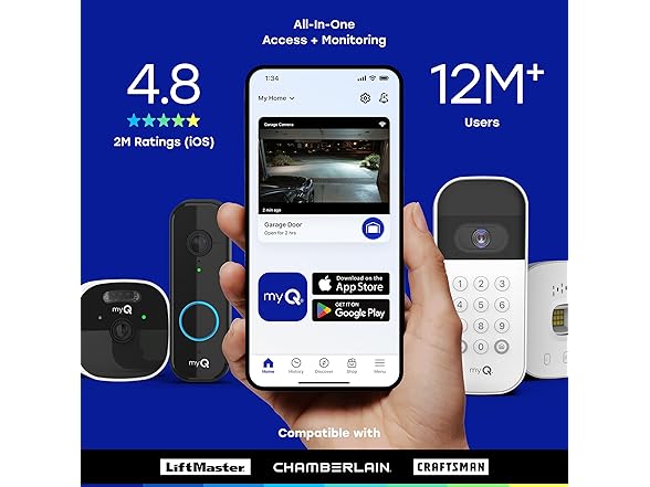 Chamberlain myQ Outdoor Battery Camera | 2K Camera, Color Night Vision, Spotlight, Motion Alerts, Live View with Two-Way Talk, Wireless, Weather-Resistant, Outdoor, White (Open Box)