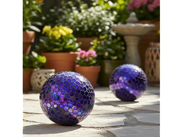 Sunnydaze 10" Mosaic Iridescent Purple Globe