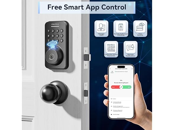 Ulecoce Keyless Entry Door Lock Black