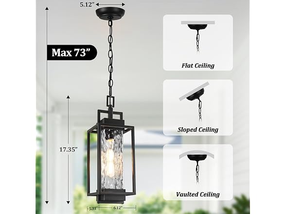 BesLowe Outdoor Pendant Light with LED Bulb