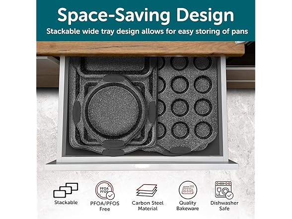 BAKKEN Bakeware Set 8pc Marble Grey