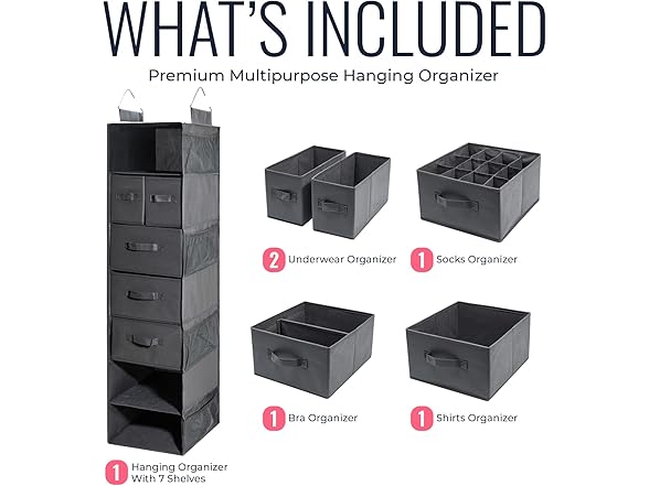 Hanging Closet Organizer w/ Drawers