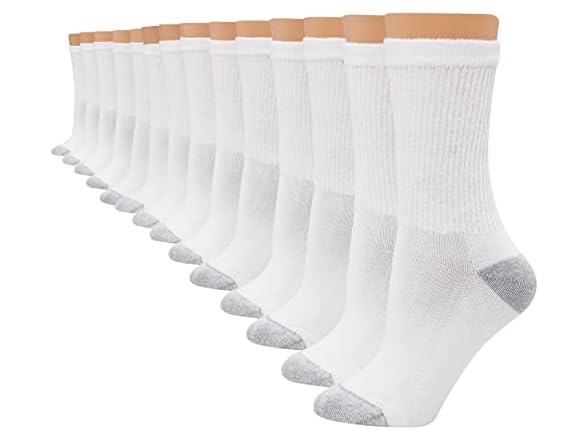Hanes Crew Socks 14pk White 8-12