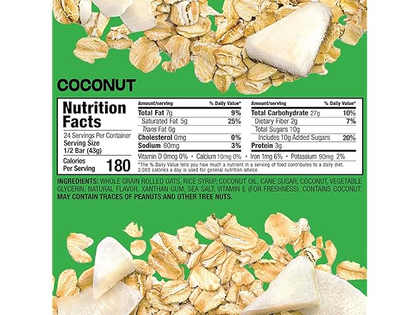 12PK Bobo's Coconut Oat Bars, Gluten Free, Non-GMO