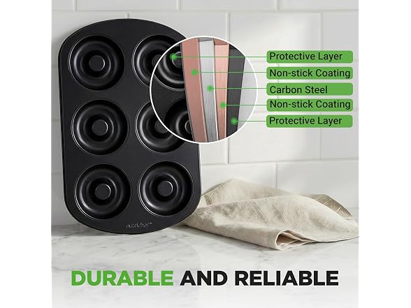 NutriChef Nonstick Donut Pans for Baking 