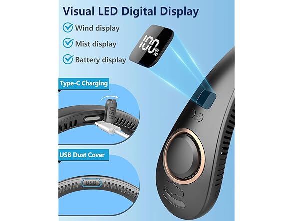 FWV Misting Neck Fan, Chargeable Fan