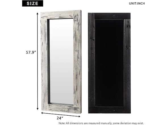 KIAYACI Full Length Mirror Wood Frame Wall Mounted Mirror