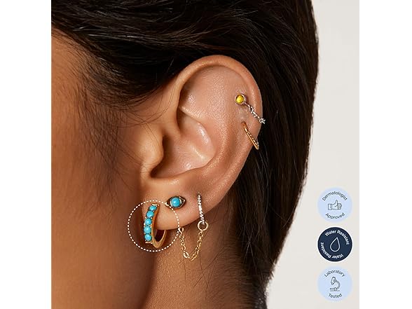 Tini Lux Titanium Turquoise Hoop Earrings