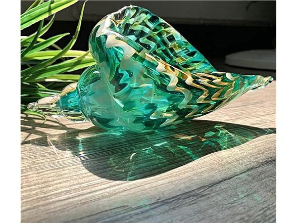 Blue Hand Blown Glass Conch Statue