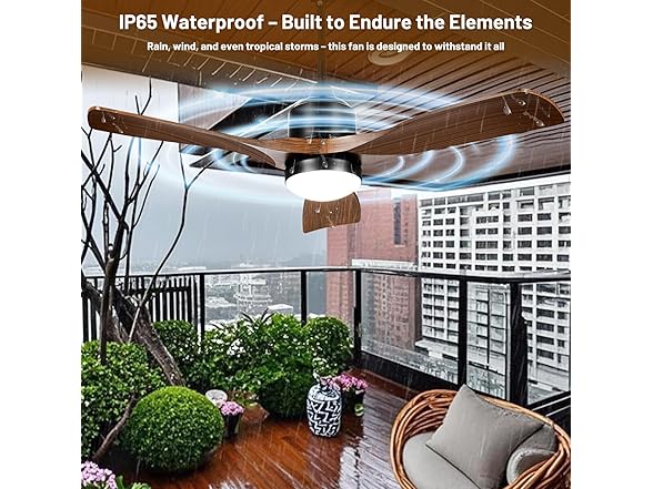 AMZATYI 42 Inch Smart Outdoor Ceiling Fan, Brown