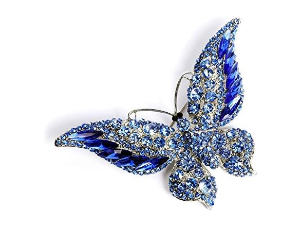 Rosette Hair Rhinestone Butterfly Brooch