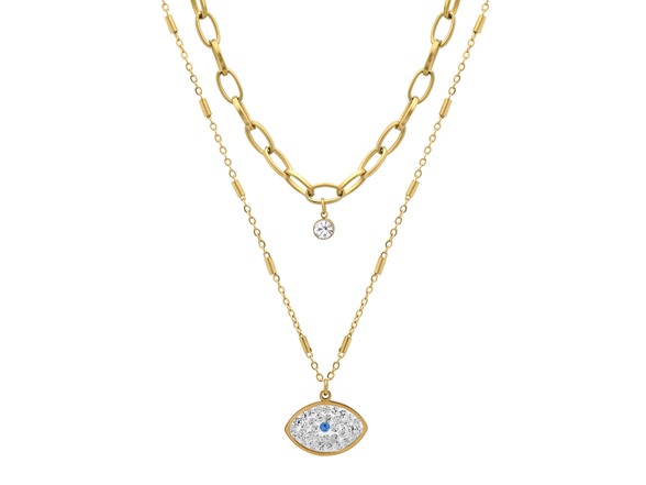 Layered CZ Protective Eye Necklace