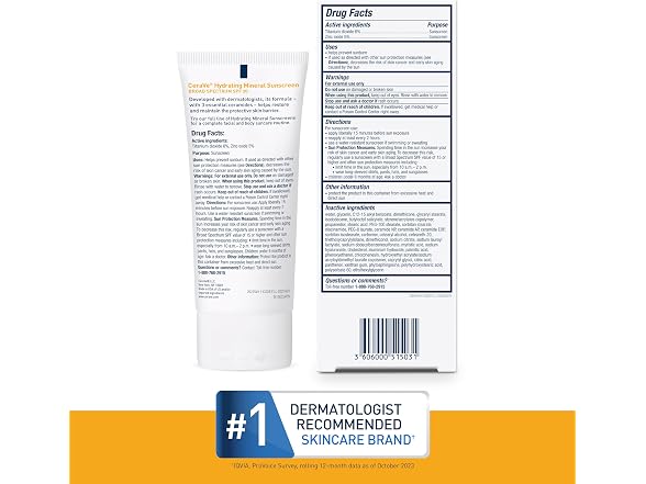 CeraVe Hydrating Mineral Sunscreen SPF 30 2.5 oz
