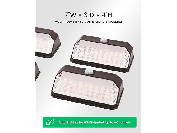 Home Zone Security ES01185G 4Pk Solar Power Security Wall