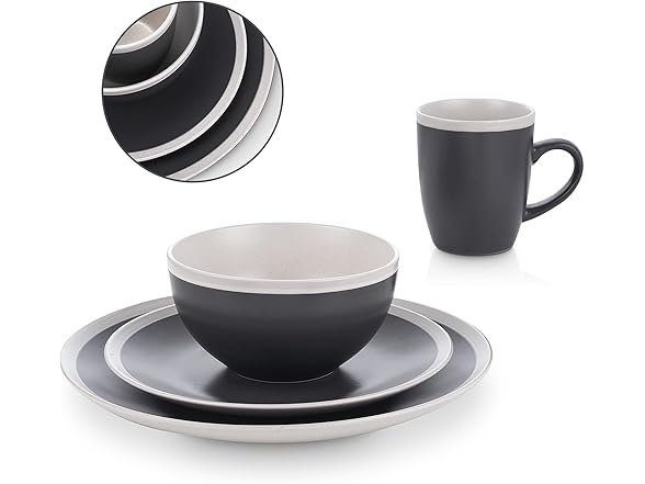 Stone Lain 16-Piece Dinnerware Set, Gray