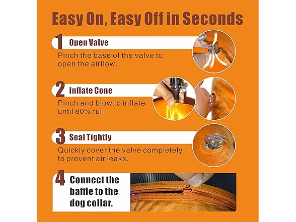 Lifnixer Inflatable Dog Cone, Orange XL