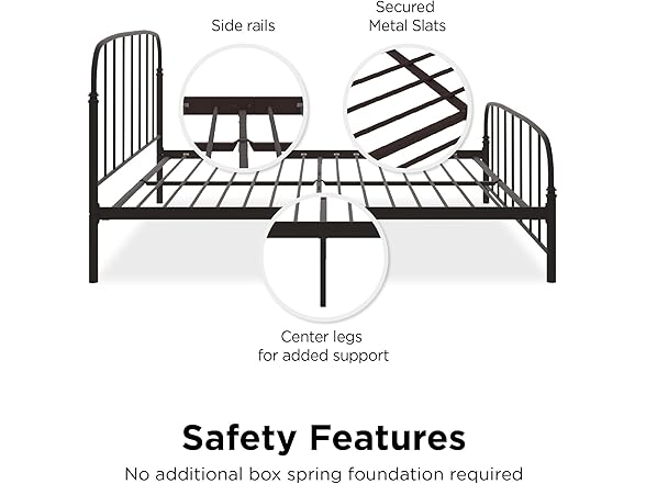 DHP Lafayette Metal Platform King Bed with Rustic Style