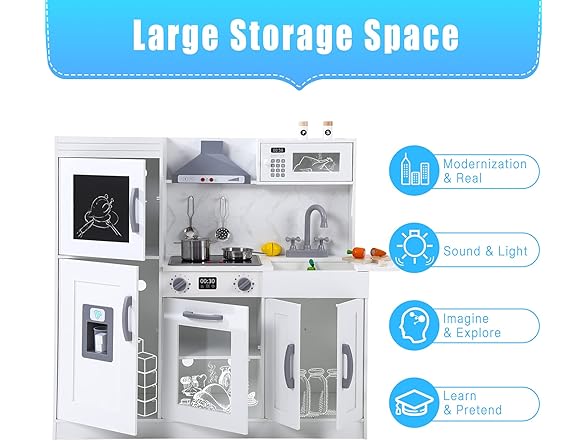 Play Kitchen for Kids,White