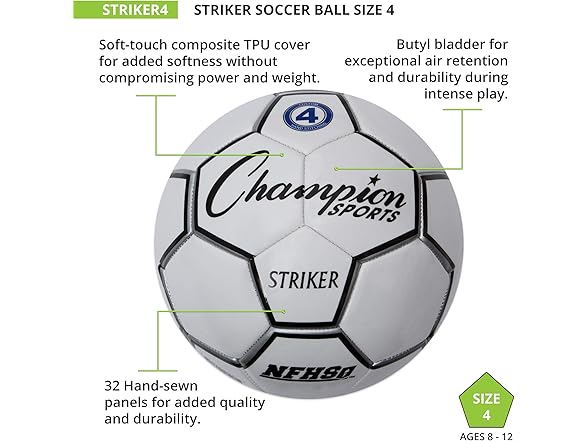 Champion Sports Striker Soccer Ball, Size 4