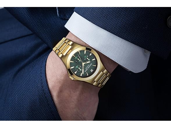 Geoffrey Beene Mens Gunmetal Gold Watch