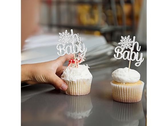 Gyufise Snowflake Oh Baby Cupcake Topper