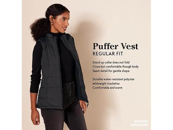 Amazon Essentials Womens Mid Puffer Vest
