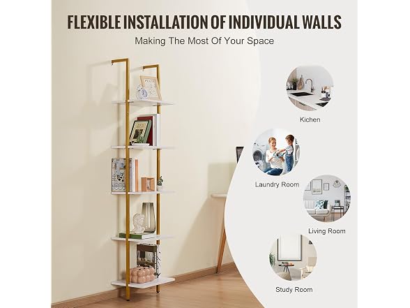 Ladder Shelf, 5-Tier Bookshelf 15.6x11.8in, Open