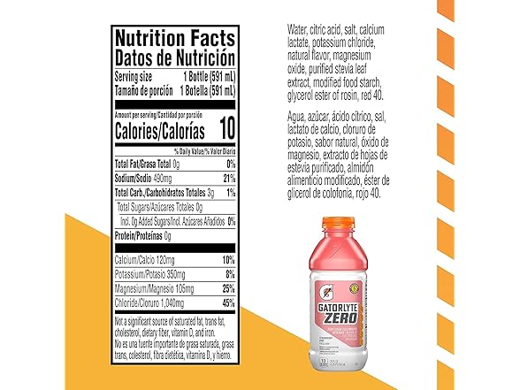 1CT Gatorlyte Zero Strawberry Kiwi, 20 Fl Oz