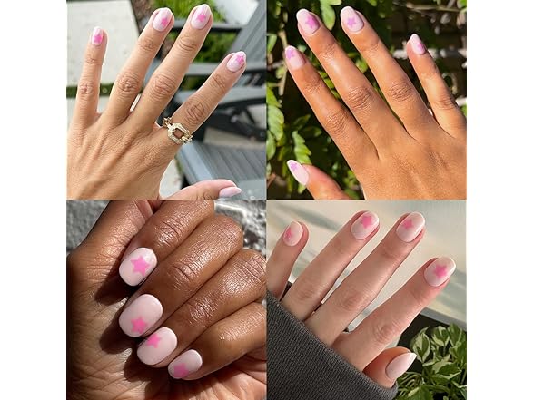 Olive & June Super Stick Mani Press-On Nails Pink Star Party