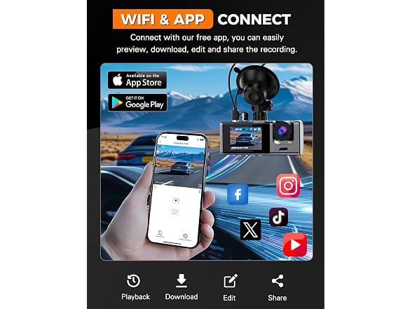 galphi 2.5K 3 Channel Dash Cam WiFi
