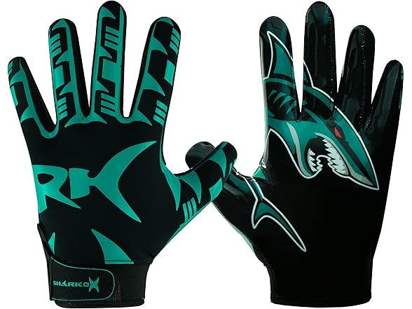 SHARKOX Non-Slip Tacky Football Gloves