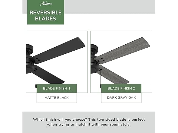 Hunter Ceiling Fan 52 inch Matte Black, Pull Chain